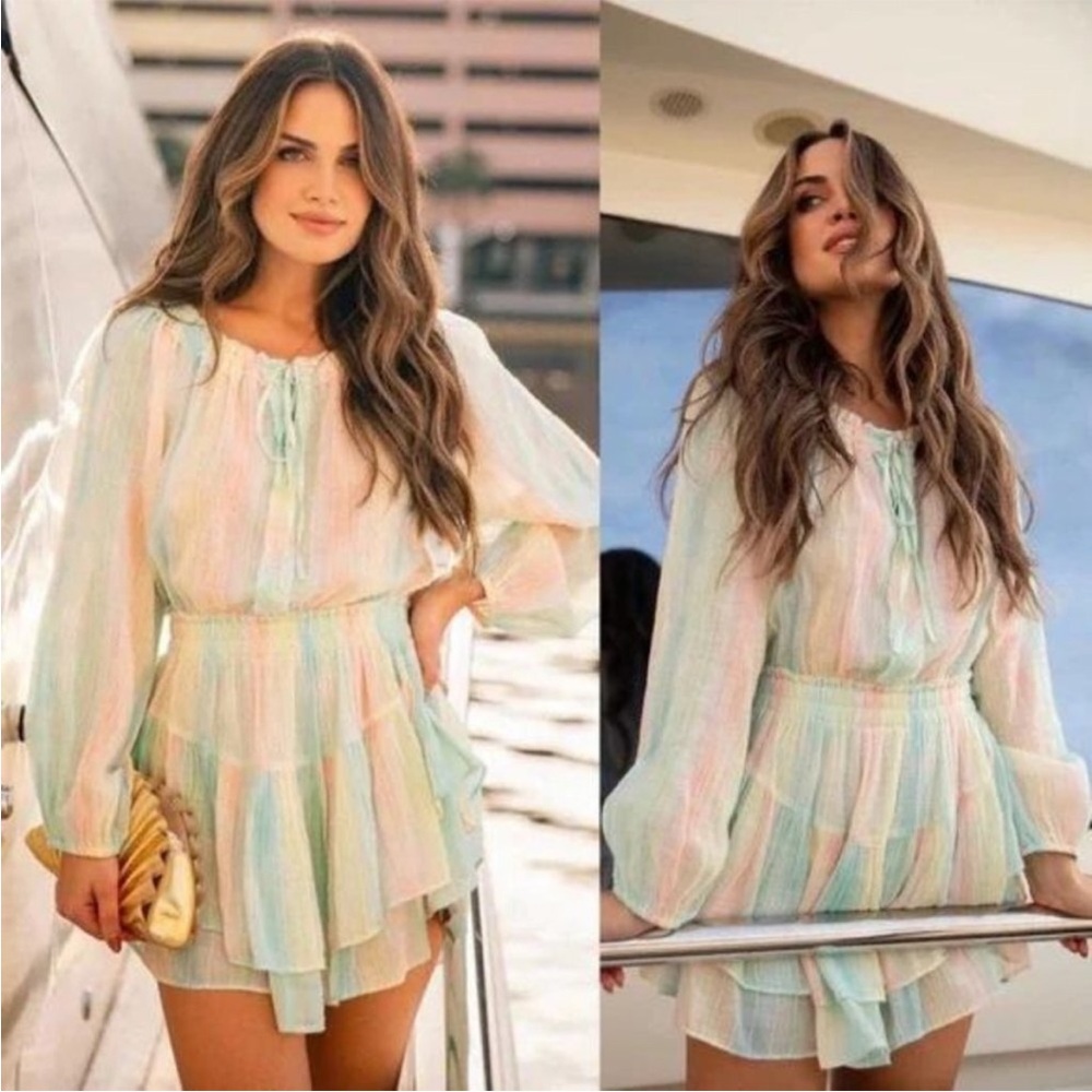 NWOT Loveshackfancy | Banou Ruffle Tiered Rainbow Mini Dress | Size: Smalll